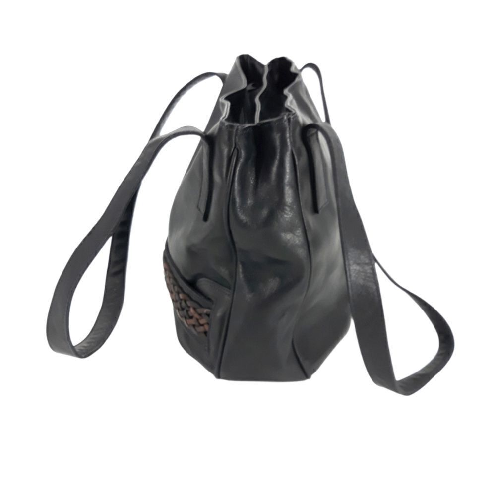 Cassis Genuine Leather Black Shoulder Bag Braided‎ - Picture 9 of 17